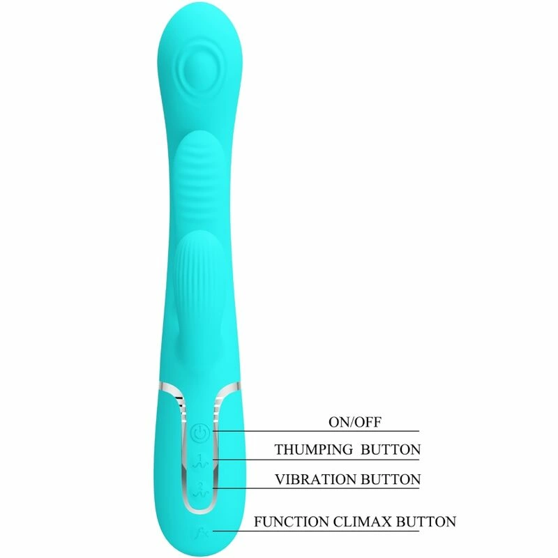Pretty Love Shania Triple Stimulation Vibrator Blue Silicone