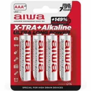 AIWA X-TRA Alkaline AAA LR03 Batteries 4-Pack High Performance Power
