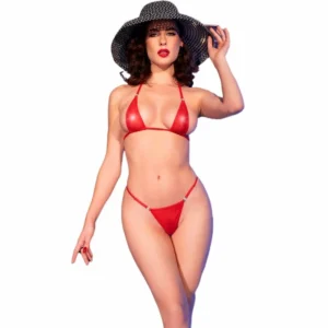 Chilirose CR 4840 Micro Bikini Red S/M - Shimmering Tulle & Jewel Accents