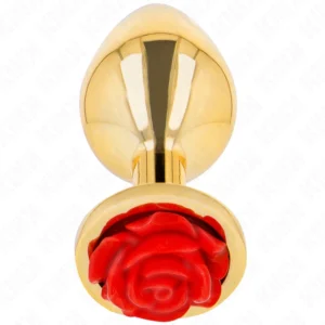KINK Plug Gold Metal Rose Red M - Stainless Steel, Elegant Design, 7cm
