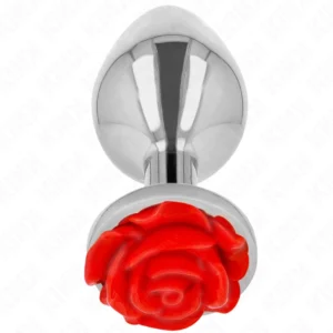 Kink Steel Plug Rose Red L - Stainless Steel Accessory with Floral Base