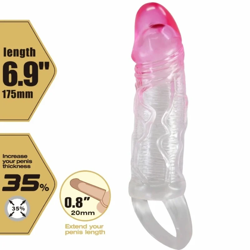 Pretty Love Odes Intimate Extension Sheath 2 cm Pink TPR Sleeve