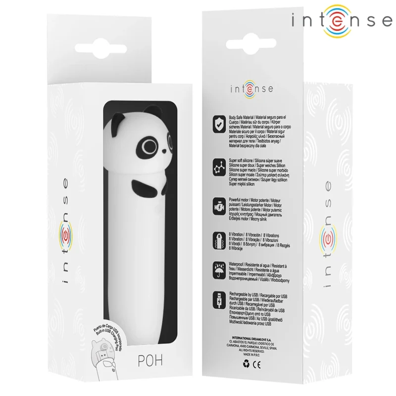 Intense POH Panda USB Rechargeable Vibrating Mini Bullet 10 cm Black
