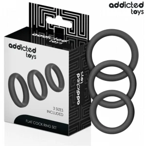 Addicted Toys Plokščias silikoninis atraminių žiedų rinkinys – 3 dydžiai, hipoalergiškas