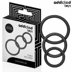 Addicted Toys Silikoninių atraminių žiedų rinkinys 3 dydžių juodas 8435565956561