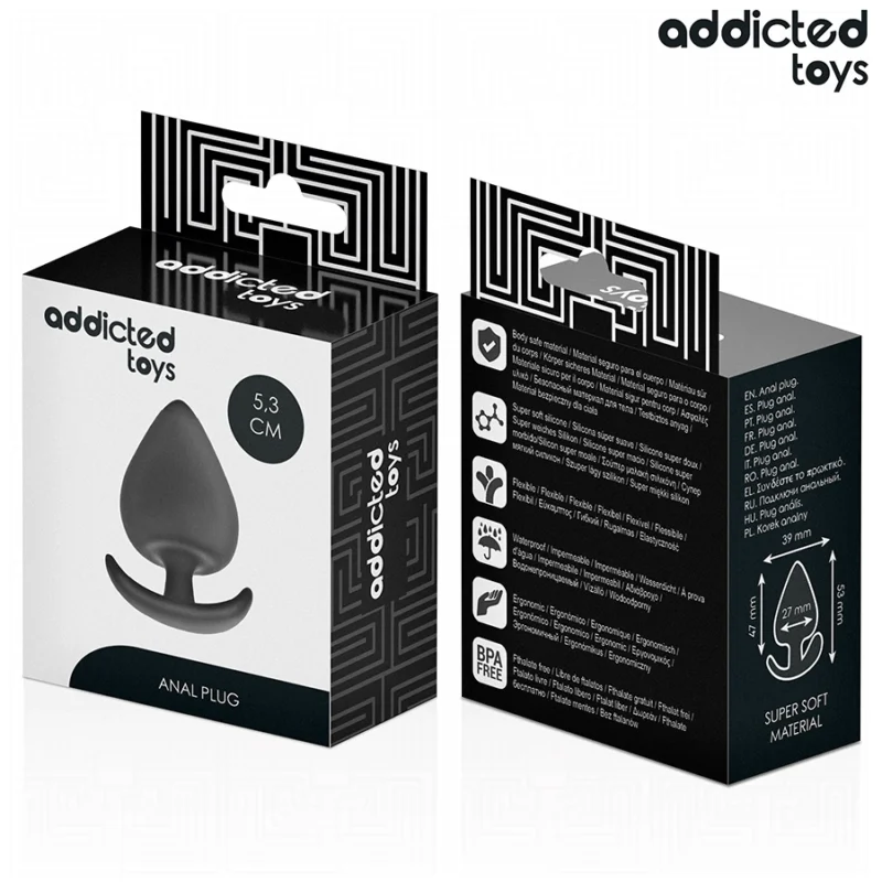 Addicted Toys Silikoninis intymus kištukas, dydis S 5,3 cm - medicininės klasės, juodas