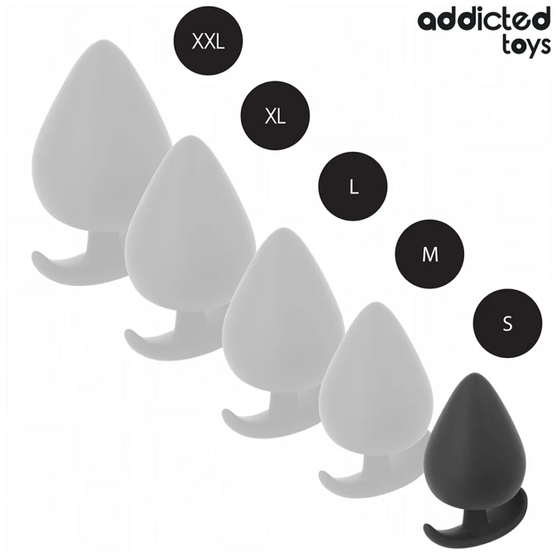Addicted Toys Silikoninis intymus kištukas, dydis S 5,3 cm - medicininės klasės, juodas