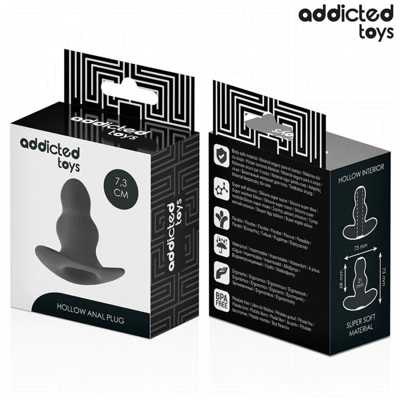 Addicted Toys Tuščiaviduris silikoninis analinis kištukas S 7,3 cm – kompaktiškas, ergonomiškas modelis