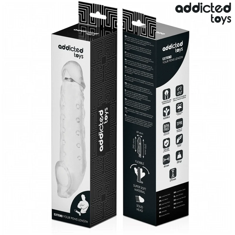 Addicted Toys Permatoma prailginimo rankovė S 23 cm anatomiškai tinka