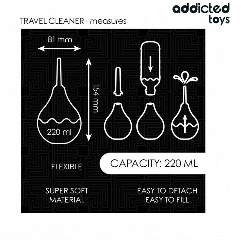 Addicted Toys Travel Hygiene Cleaner L 220 ml – didelės talpos nešiojama sistema