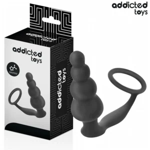 Addicted Toys Silicone Intimate Plug with Ring Model 5 - Black, 235 mm