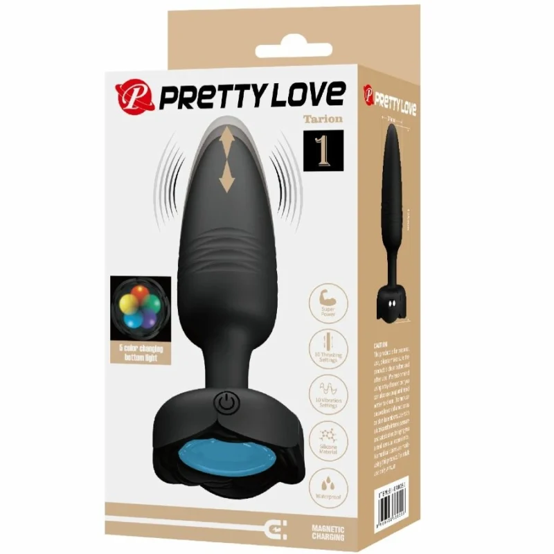 Pretty Love Tarion Black 12.5 cm Silicone LED Plug, 10 Modes, Rechargeable