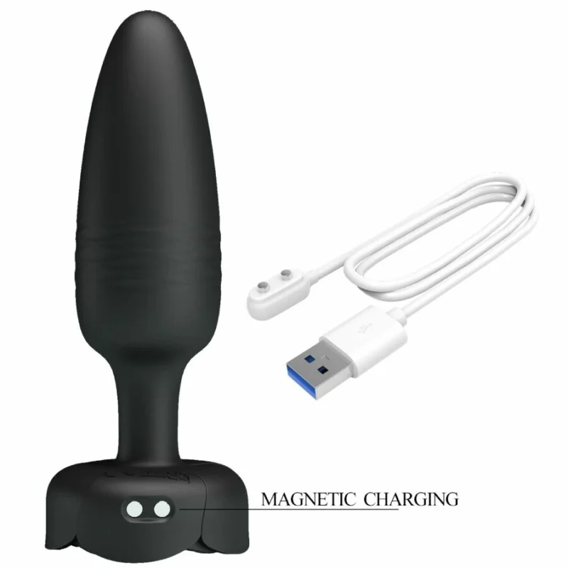 Pretty Love Tarion Black 12.5 cm Silicone LED Plug, 10 Modes, Rechargeable