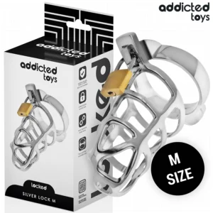 Addicted Toys Silver Lock Metal Chastity System dydis M – saugus dizainas