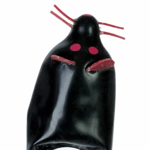 Condomerie Hand-Painted Decorative Latex XL Black Mouse Motif