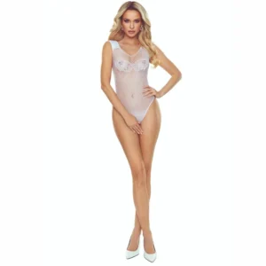 PASSION BS109 White Butterfly Bodystocking - Elegant Open Design, Size Range XS-L