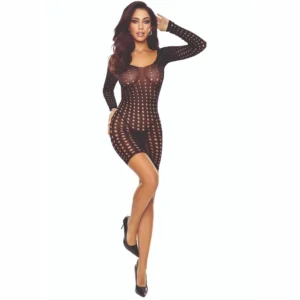 PASSION BS110 Bodystocking Black - Elegant Sheer Open Design