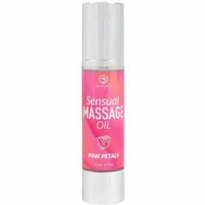 Secret Play Pink Petals Massage Oil 50ml - Rose Aroma, Airless Pump
