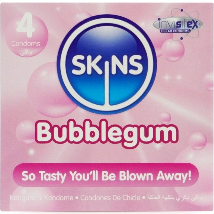 SKINS Bubblegum Premium Latex Condoms 4-Pack Scented Ultra-Thin