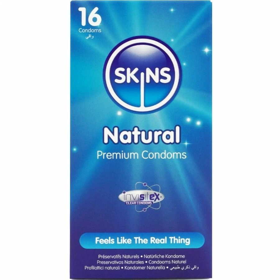 Skins Natural Premium Latex Protection 16-Pack, Ultra-Thin & Vanilla Scent