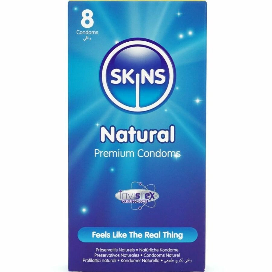 Skins Natural Premium Latex Condoms 8-Pack Ultra-Thin Vanilla Scented