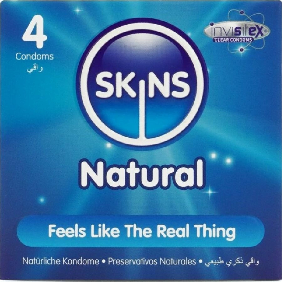 Skins Natural Premium Latex Condoms 4-Pack Ultra Thin Vanilla Scented