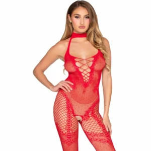 Leg Avenue 89336 Bodystocking Red Polka Dot Mesh One Size