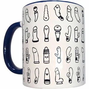 DIVERTY SEX White Ceramic Mug 370ml with Blue Handle - Fun Design