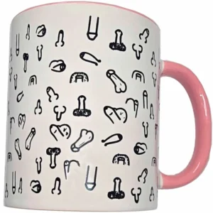 DIVERTY SEX Ceramic Mug 370ml - White with Pink Handle, Humorous Design