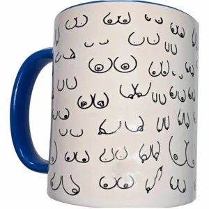 Diablo Picante Ceramic Mug 370ml White with Blue Handle - Artistic Motif