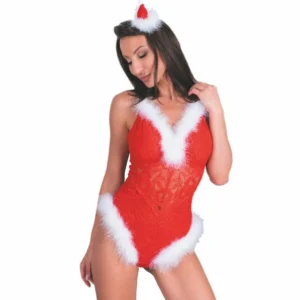 LivCo Corsetti LC 90706 Festive Christmas Bodysuit L/XL Red-White