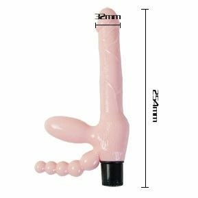 Baile TPR Strapless Harness with Vibration & Anal System 25.4cm Black