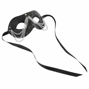 Sportsheets Sincerely Chained Lace Mask - Adjustable Satin Tie, Black