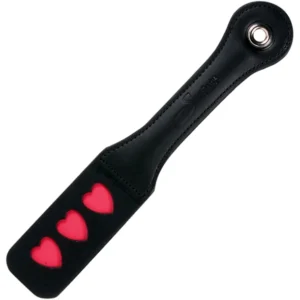 Sportsheets Leather Paddle Three Hearts Design Black Premium Quality