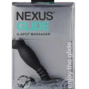Nexus Glide Black - Anatomical Prostate Massager, 11.5 cm, Metal Accent