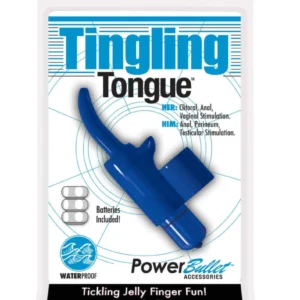 PowerBullet Tingling Tongue Blue Mini Finger Massager Waterproof