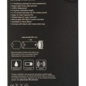 Rocks-Off Butt Throb 7-Speed Intimate Silicone Plug Black 95mm