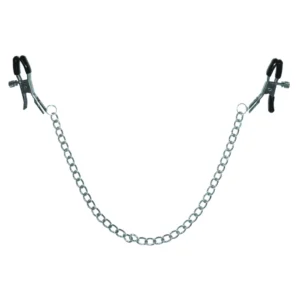 Sportsheets S&M Chained Nipple Clamps Adjustable 33cm Chain, Black/Silver