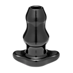 Perfect Fit Double Tunnel Plug Large Black - Innovative Hollow Design, 11.4 cm
