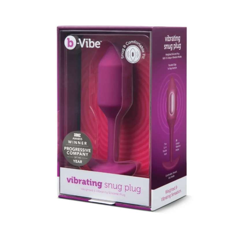 b-Vibe Vibrating Snug Plug 2 Rose - Weighted Silicone Plug, Medium