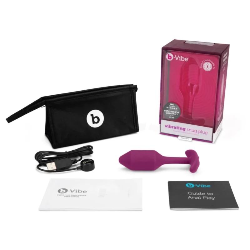 b-Vibe Vibrating Snug Plug 2 Rose - Weighted Silicone Plug, Medium