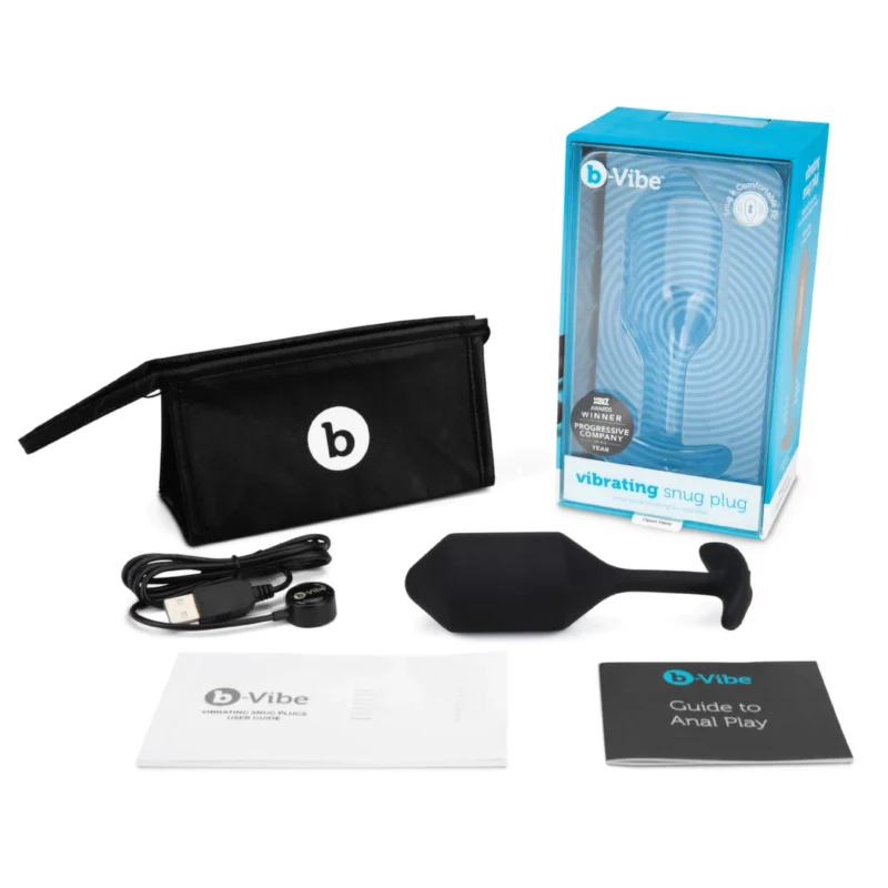 Analinis kaištis „b-Vibe Vibrating Snug Plug 4“ (juodas)