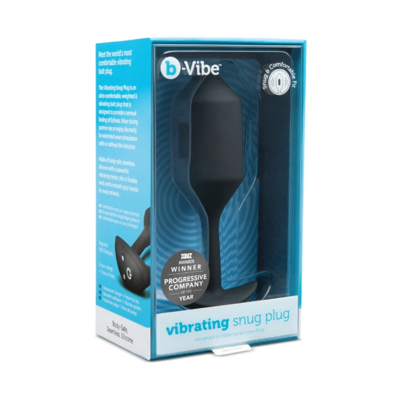 Analinis kaištis „b-Vibe Vibrating Snug Plug 4“ (juodas)