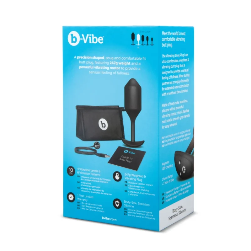 Analinis kaištis „b-Vibe Vibrating Snug Plug 4“ (juodas)
