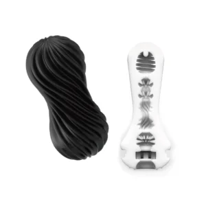 Tenga Flex Rocky Black Intimate Spiral System, Reusable, Firm Texture