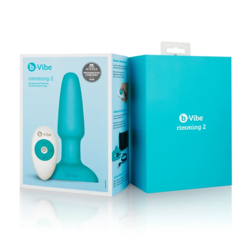 Analinis stimuliatorius „b-Vibe Rimming Plug 2“ (žalsvai melsvas)