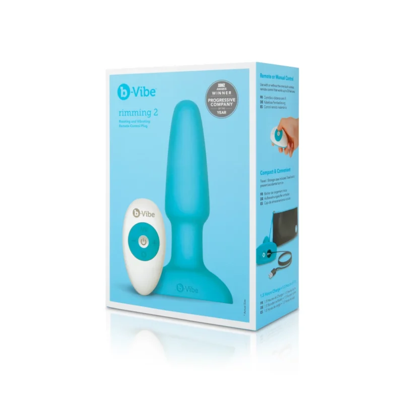 Analinis stimuliatorius „b-Vibe Rimming Plug 2“ (žalsvai melsvas)