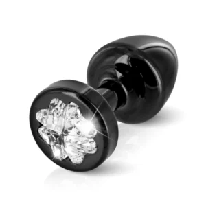 Diogol Anni R Clover Aluminium Plug Black 25mm Swarovski Crystal