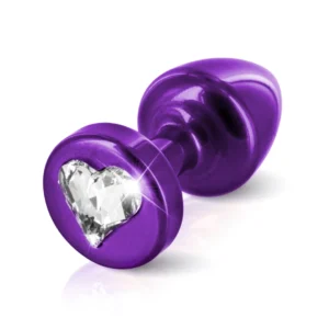 Diogol Anni R Aluminium Plug 25mm Heart Shape Purple Swarovski