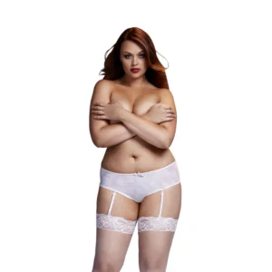 Baci Rose Boyshort Briefs White XL with Detachable Straps